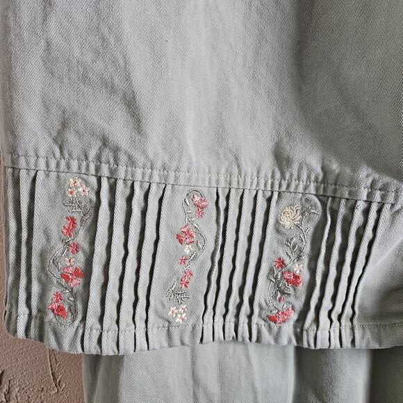 Vintage Christopher & Banks Dress with Jacket Green Embroidered Floral Size 10 - Picture 5 of 8